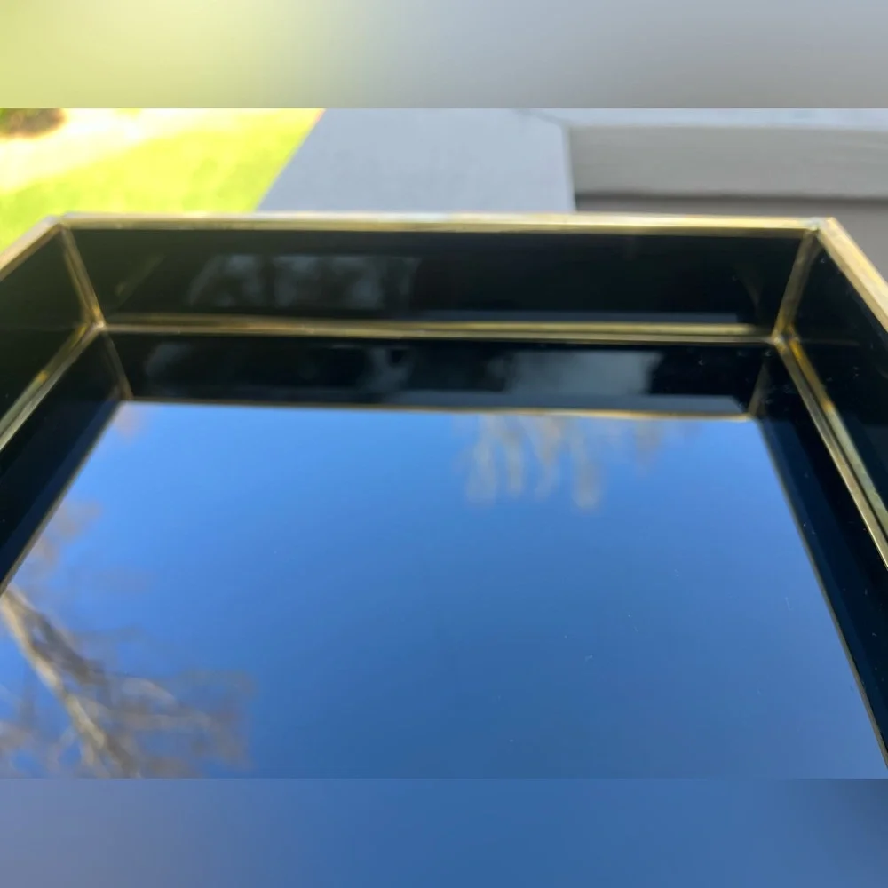Beveled Black Glass Tray